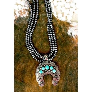 Turquoise Avery Creek Silver Pearl Necklace, new!